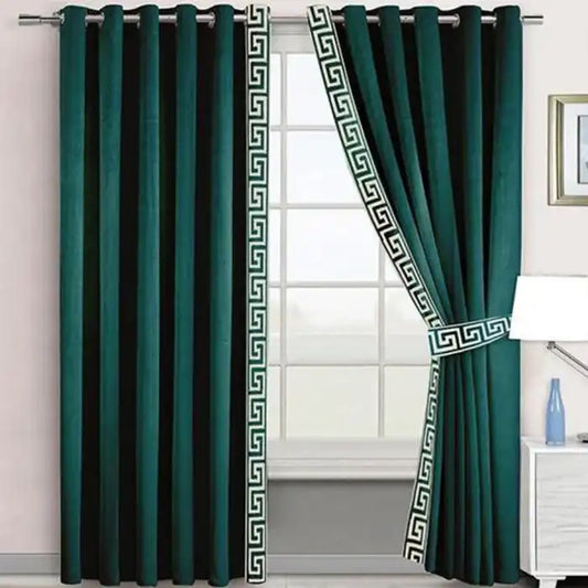 2 Pieces Crocodile Premium Splendid Velvet Curtain Panels & Belts