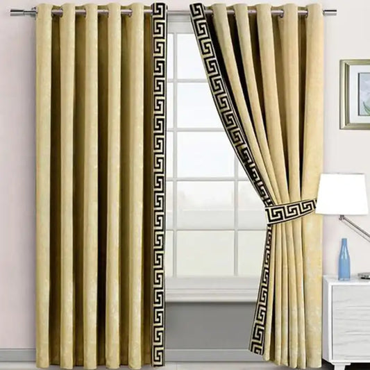 2 Pieces Crocodile Premium Splendid Velvet Curtain Panels & Belts