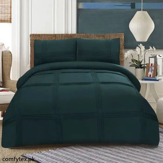 3 Pcs Pleated Duvet Set Zink