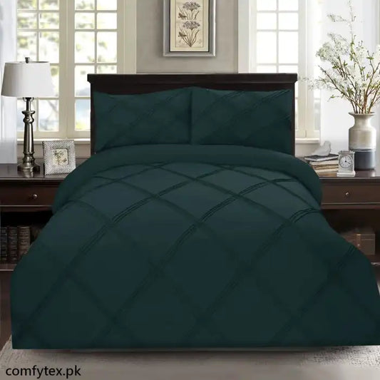 3 Pcs Row Cross Pleated Duvet Set - Zink