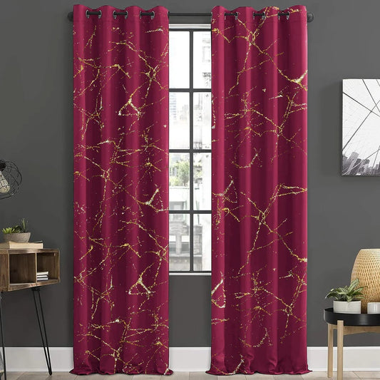 2 Piece Of Premium Velvet Sprinkle Curtain Red