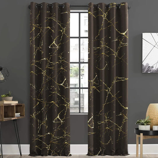 2 Piece Of Premium Velvet Sprinkle Curtain Brown