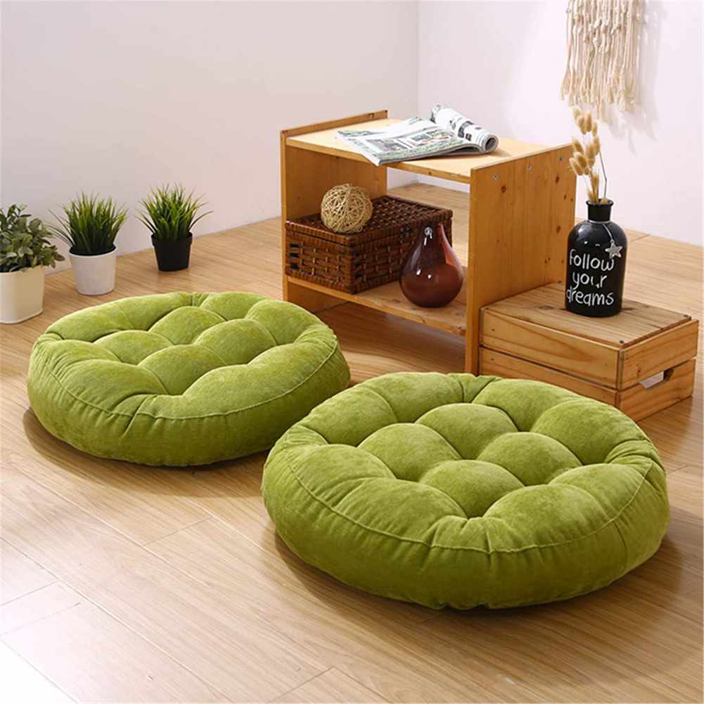 Pair of Round Floor Cushion Ball Fiber Filled