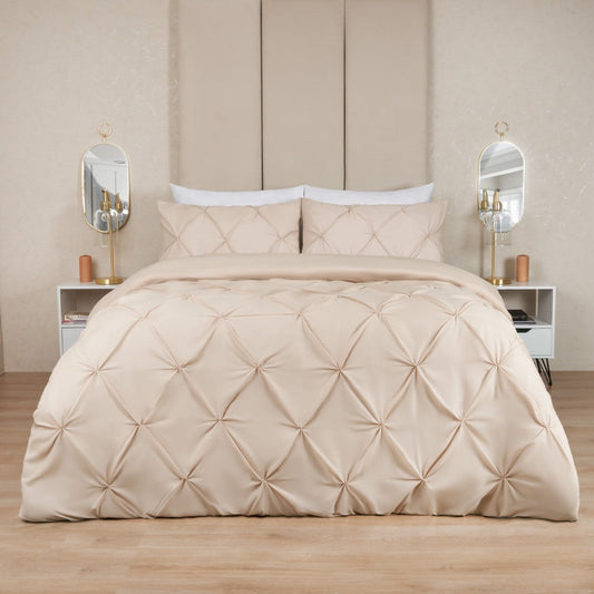 8 Pcs Diamond Pintuck Duvet Set Cream