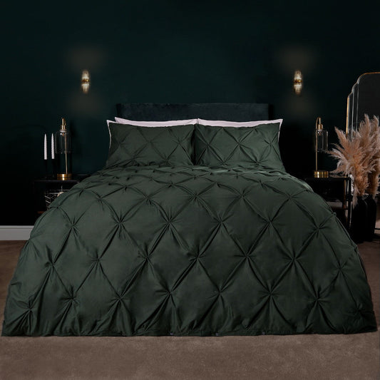 8 Pcs Diamond Pintuck Duvet Set Green