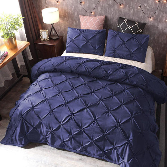 8 Pcs Diamond Pintuck Duvet set Royal Blue