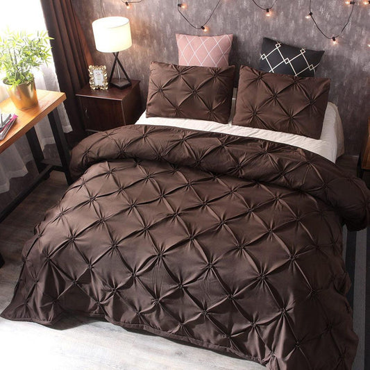 8 Pcs Diamond Pintuck Duvet set Brown