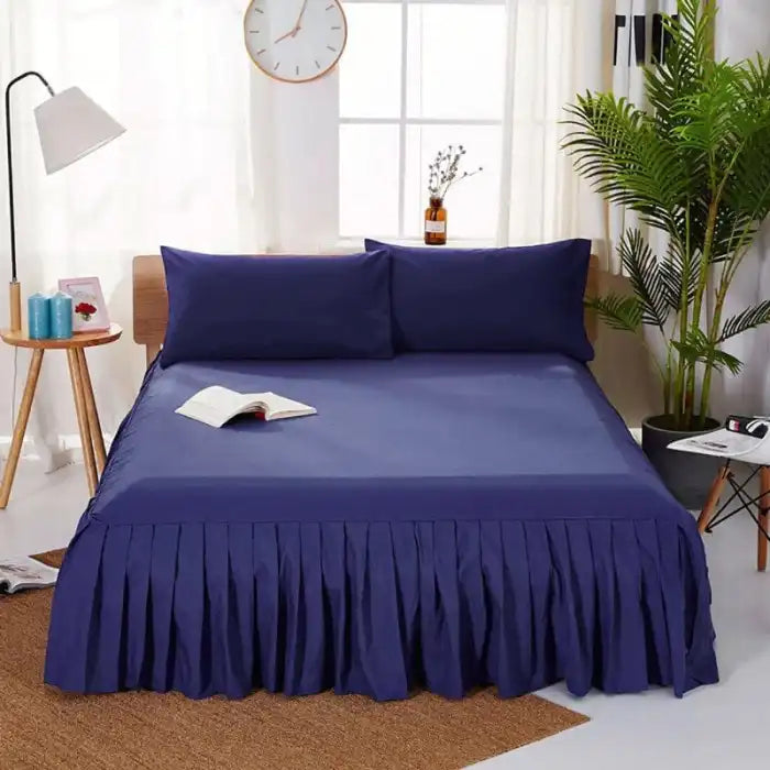 Rich Cotton Frilly Fitted Sheet - Blue