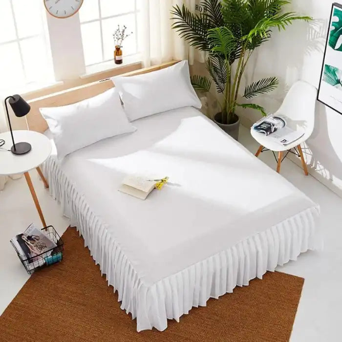 Rich Cotton Frilly Fitted Sheet -White