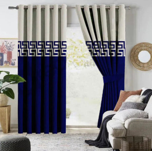 Cream & Blue
Luxury Velvet 2 tone Curtains