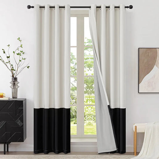 Cream & Black 
Luxury Velvet 2 tone Curtains