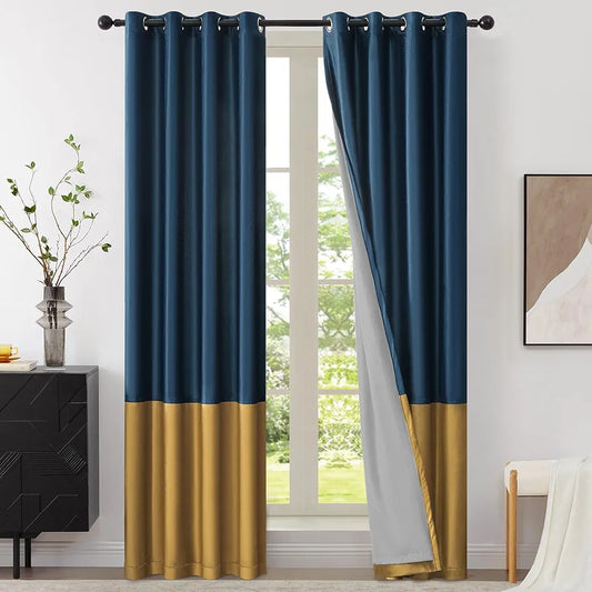 Blue & Gold
Luxury Velvet 2 tone Curtains