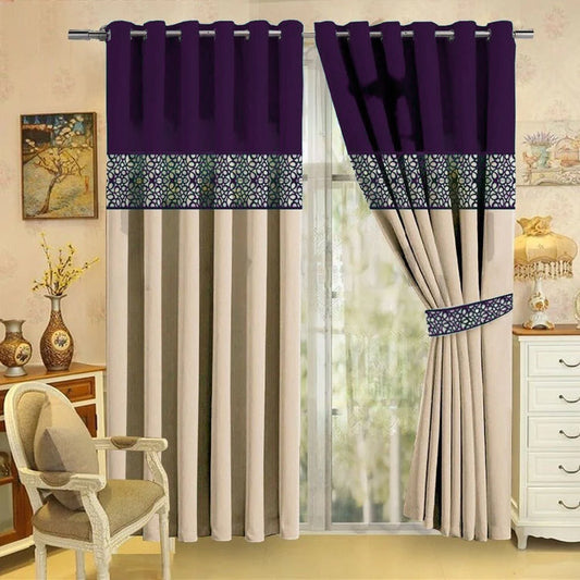 2PC'S LUXURY VELVET EMBROIDERED CURTAINS(DOUBLE SHADED)