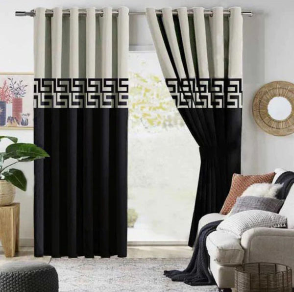 Cream & Black 
Luxury Velvet 2 tone Curtains