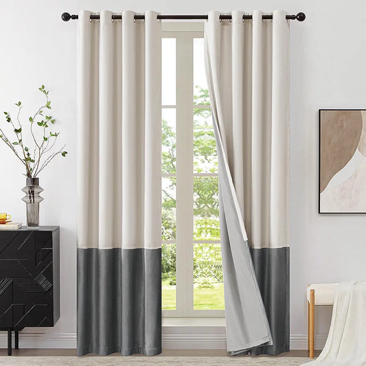 Cream & Gray
Luxury Velvet 2 tone Curtains