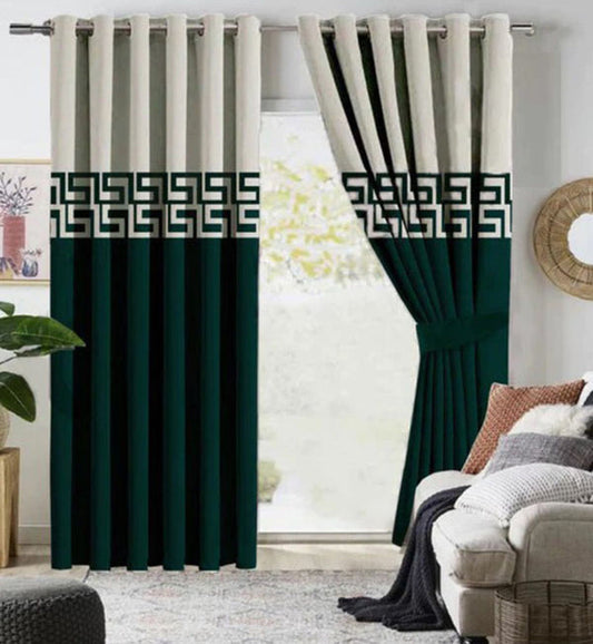 Cream & Green 
Luxury Velvet 2 tone Curtains