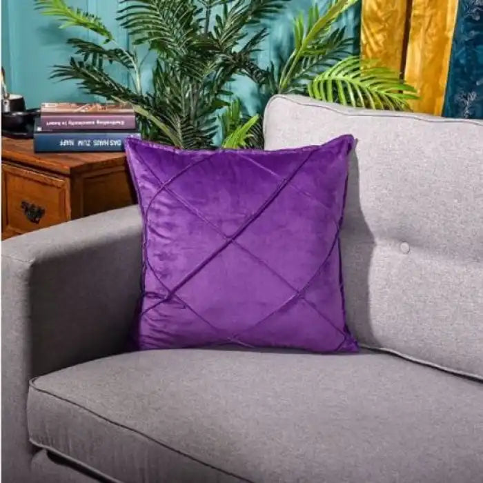 Velvet Cushion_Throws_Size 15X15 Inch Purple Cushion