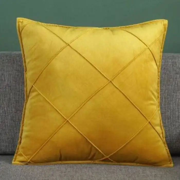 Velvet Cushion_Throws_Size 15X15 Inch Yellow Cushion